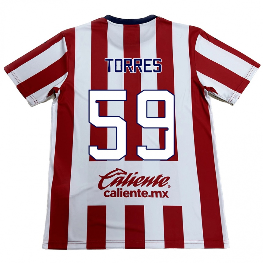 Niño Fútbol Camiseta Christian Torres #59 Rojo Blanco 1ª Equipación 2024/25 Perú