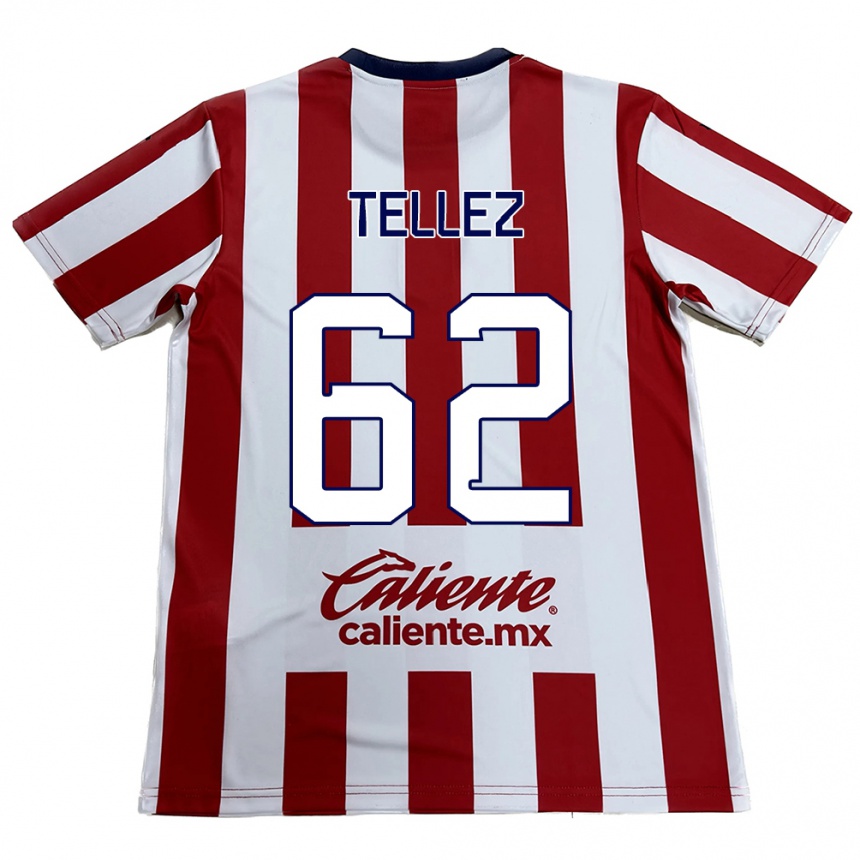 Niño Fútbol Camiseta Brandon Téllez #62 Rojo Blanco 1ª Equipación 2024/25 Perú