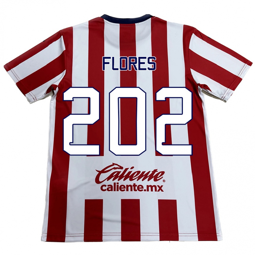 Niño Fútbol Camiseta Daniel Flores #202 Rojo Blanco 1ª Equipación 2024/25 Perú