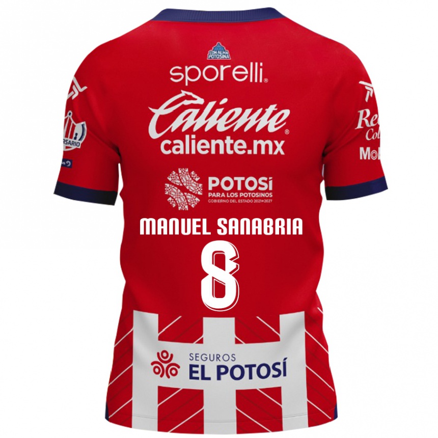 Niño Fútbol Camiseta Juan Manuel Sanabria #8 Rojo Blanco 1ª Equipación 2024/25 Perú