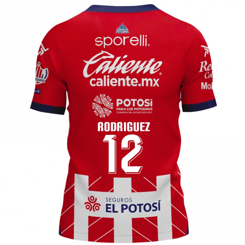 Niño Fútbol Camiseta David Rodríguez #12 Rojo Blanco 1ª Equipación 2024/25 Perú