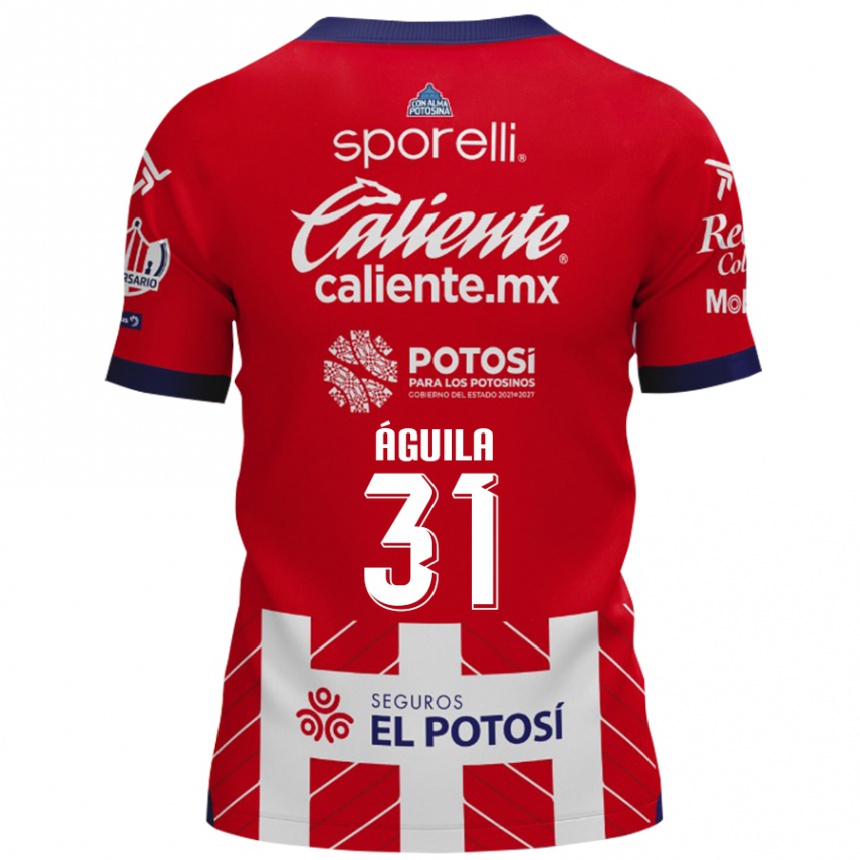 Niño Fútbol Camiseta Eduardo Águila #31 Rojo Blanco 1ª Equipación 2024/25 Perú