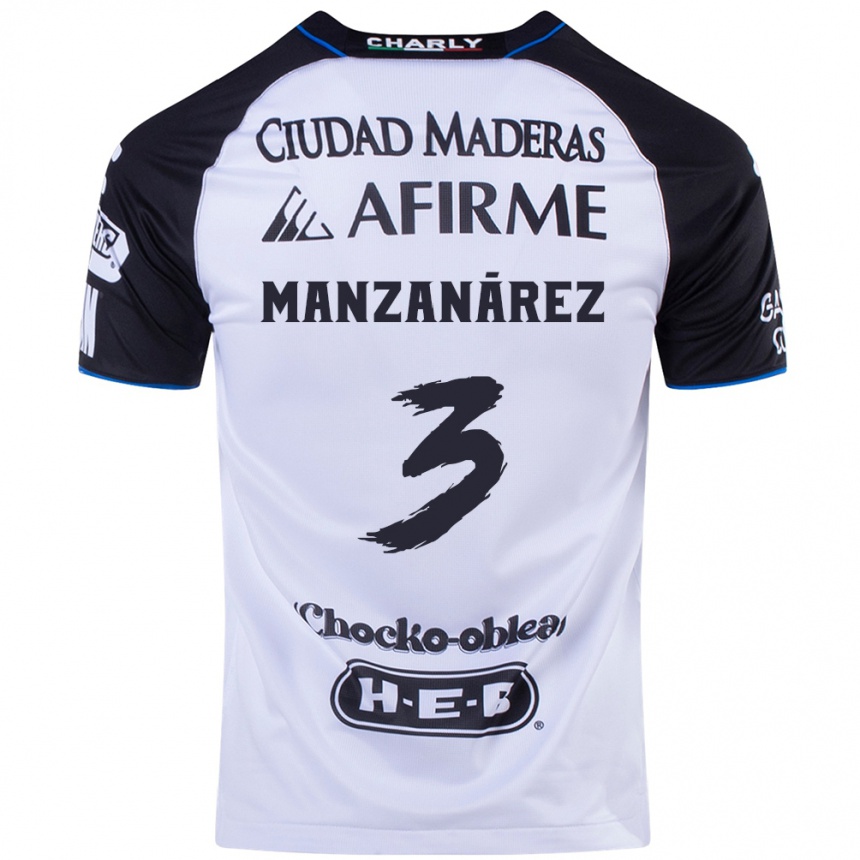 Niño Fútbol Camiseta Óscar Manzanárez #3 Azul Negro 1ª Equipación 2024/25 Perú