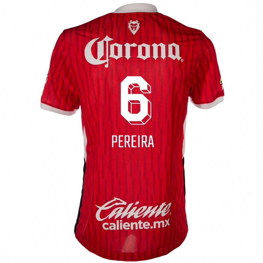 Niño Fútbol Camiseta Federico Pereira #6 Rojo Blanco 1ª Equipación 2024/25 Perú