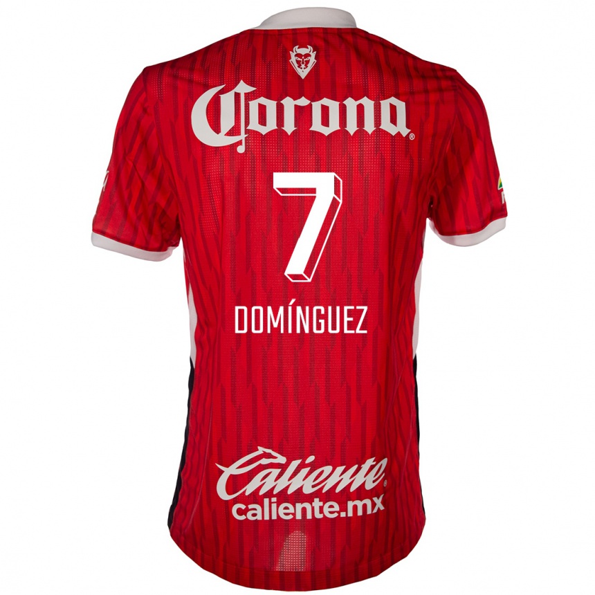 Niño Fútbol Camiseta Juan Domínguez #7 Rojo Blanco 1ª Equipación 2024/25 Perú