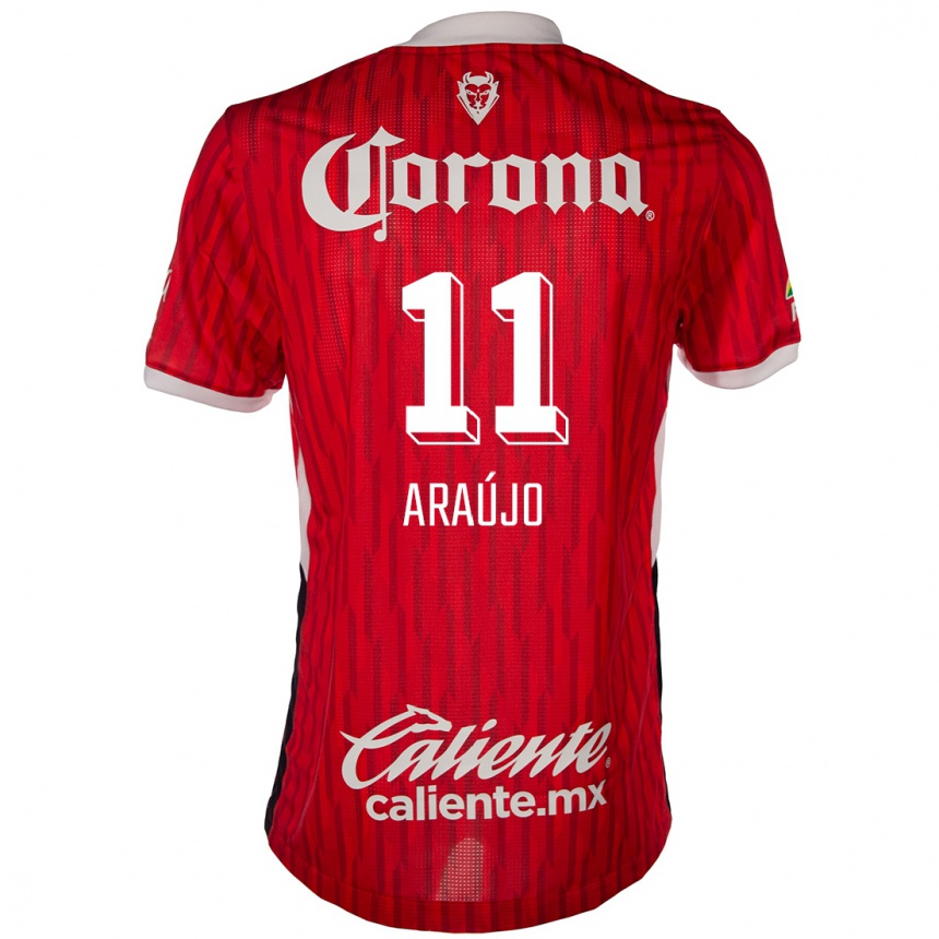 Niño Fútbol Camiseta Maximiliano Araújo #11 Rojo Blanco 1ª Equipación 2024/25 Perú