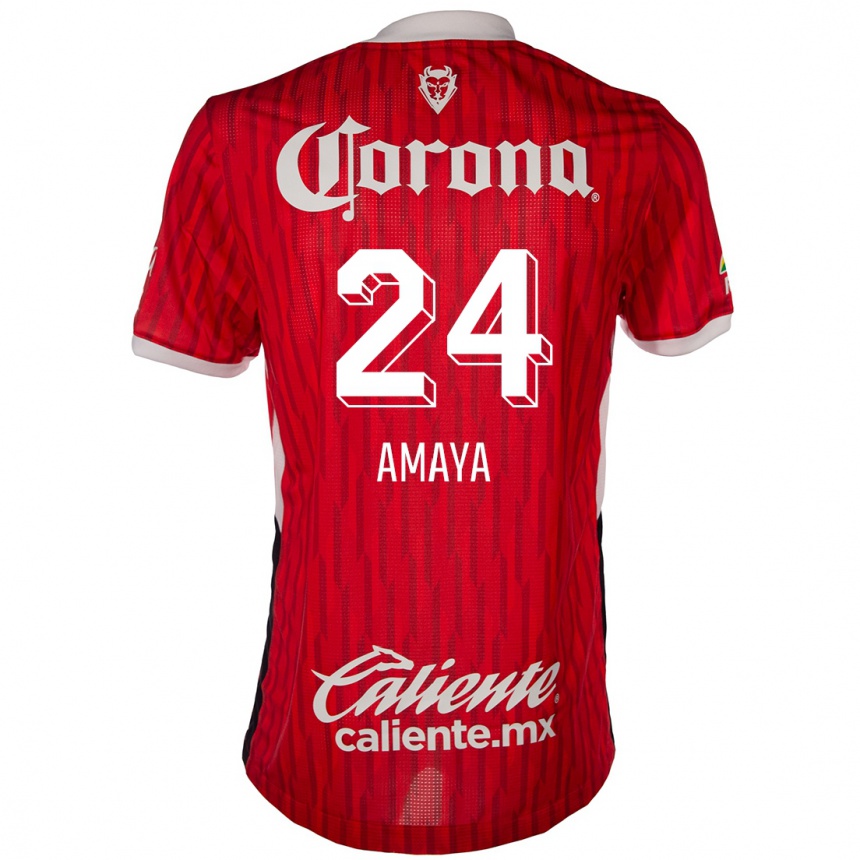 Niño Fútbol Camiseta Frankie Amaya #24 Rojo Blanco 1ª Equipación 2024/25 Perú