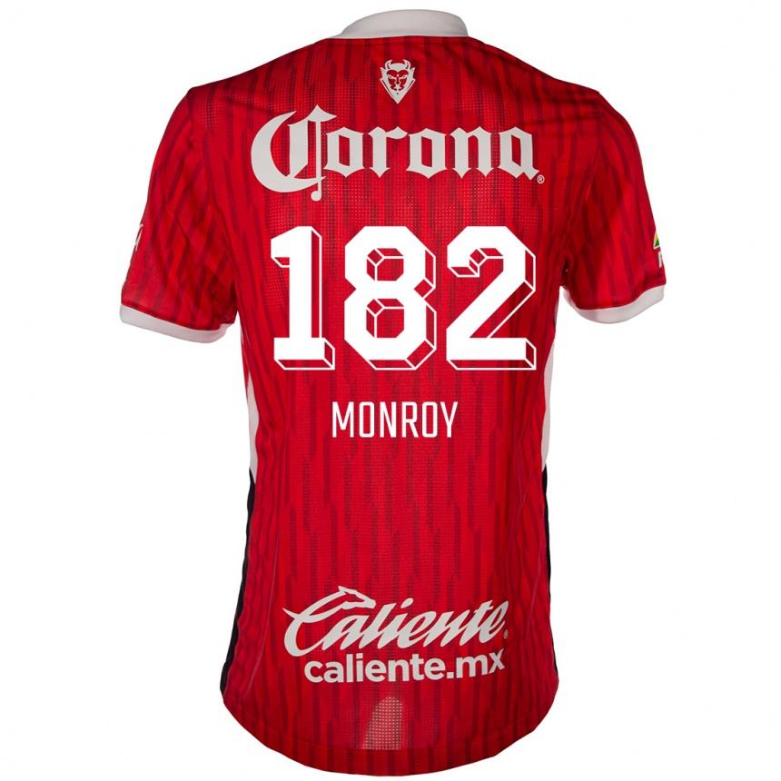 Niño Fútbol Camiseta Brayan Monroy #182 Rojo Blanco 1ª Equipación 2024/25 Perú