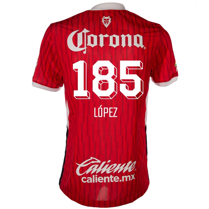 Niño Fútbol Camiseta David López #185 Rojo Blanco 1ª Equipación 2024/25 Perú