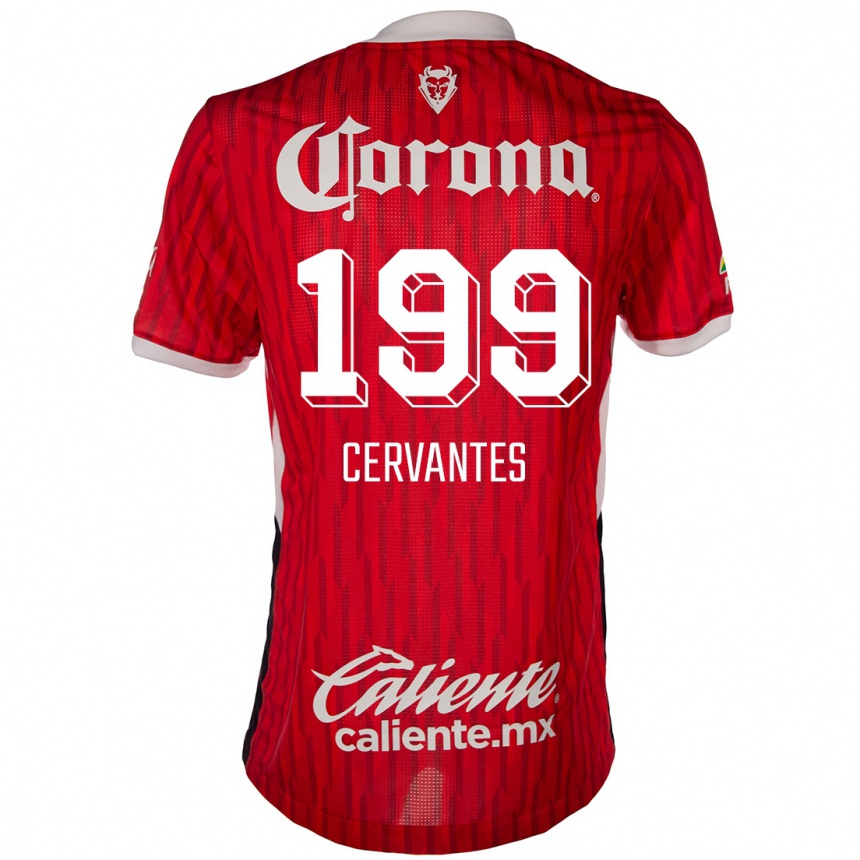 Niño Fútbol Camiseta Axel Cervantes #199 Rojo Blanco 1ª Equipación 2024/25 Perú