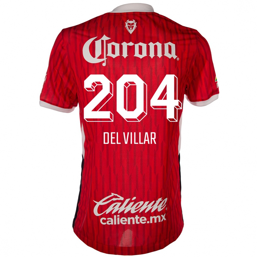 Niño Fútbol Camiseta Everardo Del Villar #204 Rojo Blanco 1ª Equipación 2024/25 Perú