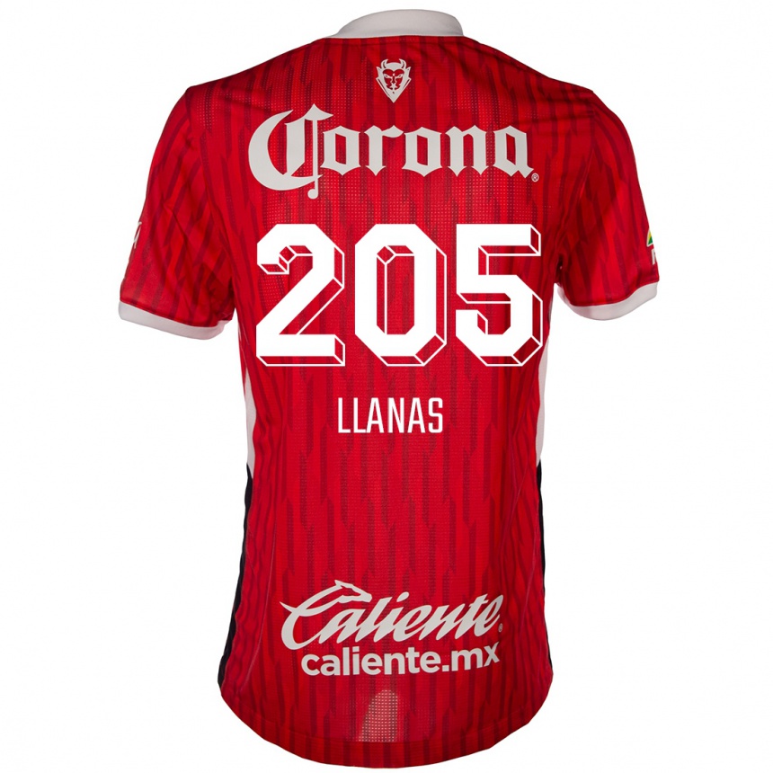 Niño Fútbol Camiseta Emmanuel Llanas #205 Rojo Blanco 1ª Equipación 2024/25 Perú