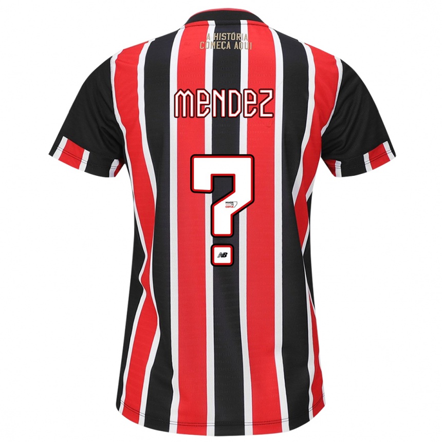 Niño Fútbol Camiseta Jhegson Méndez #0 Negro Rojo Blanco 2ª Equipación 2024/25 Perú