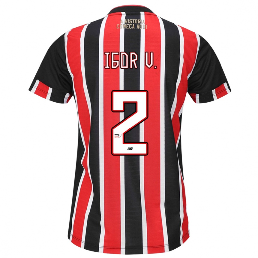 Niño Fútbol Camiseta Igor Vinícius #2 Negro Rojo Blanco 2ª Equipación 2024/25 Perú