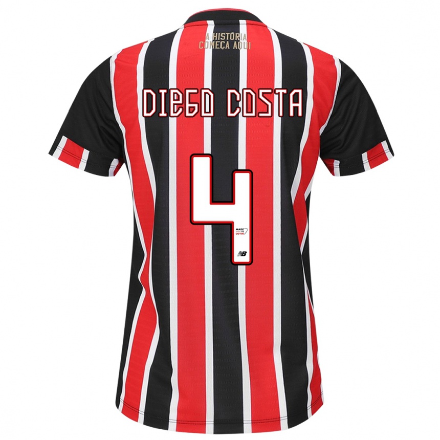 Niño Fútbol Camiseta Diego Costa #4 Negro Rojo Blanco 2ª Equipación 2024/25 Perú