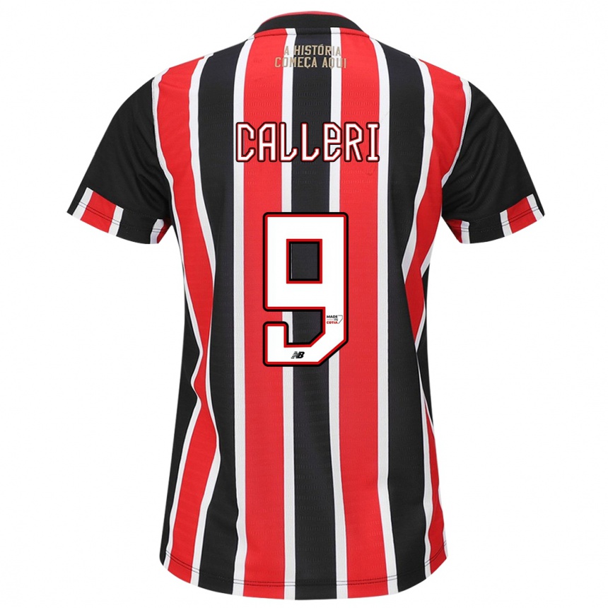 Niño Fútbol Camiseta Jonathan Calleri #9 Negro Rojo Blanco 2ª Equipación 2024/25 Perú