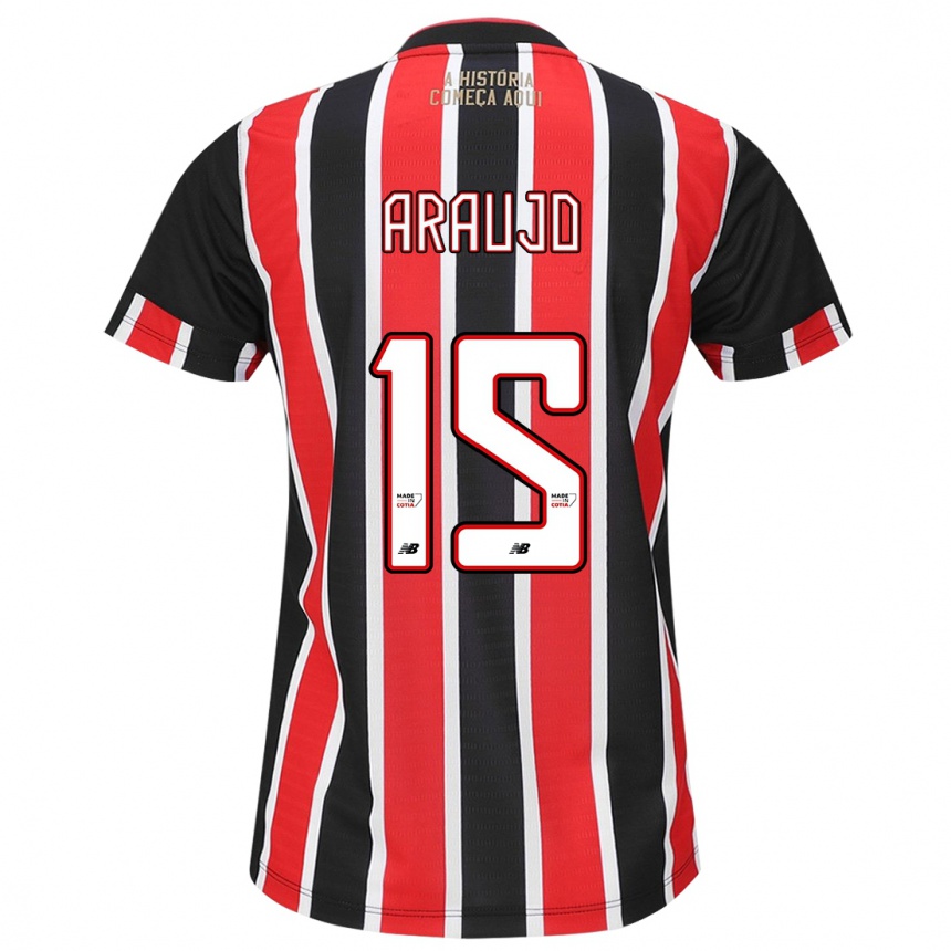 Niño Fútbol Camiseta Michel Araújo #15 Negro Rojo Blanco 2ª Equipación 2024/25 Perú