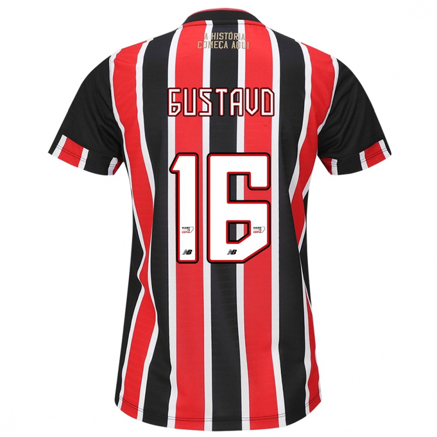 Niño Fútbol Camiseta Luiz Gustavo #16 Negro Rojo Blanco 2ª Equipación 2024/25 Perú