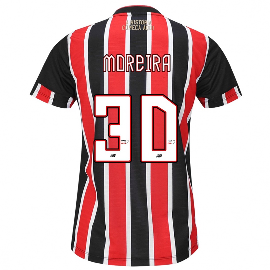 Niño Fútbol Camiseta João Moreira #30 Negro Rojo Blanco 2ª Equipación 2024/25 Perú