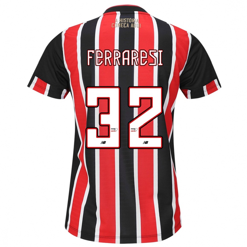 Niño Fútbol Camiseta Nahuel Ferraresi #32 Negro Rojo Blanco 2ª Equipación 2024/25 Perú