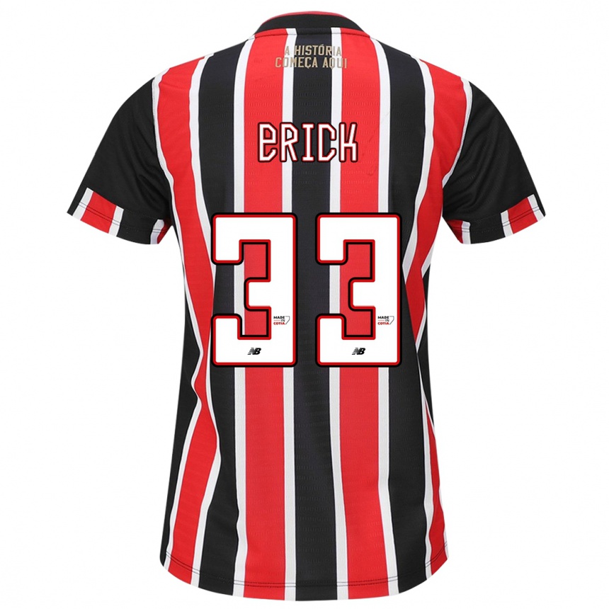 Niño Fútbol Camiseta Erick #33 Negro Rojo Blanco 2ª Equipación 2024/25 Perú