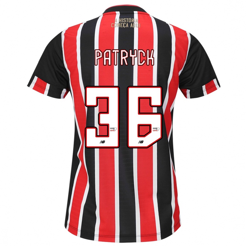 Niño Fútbol Camiseta Patryck #36 Negro Rojo Blanco 2ª Equipación 2024/25 Perú