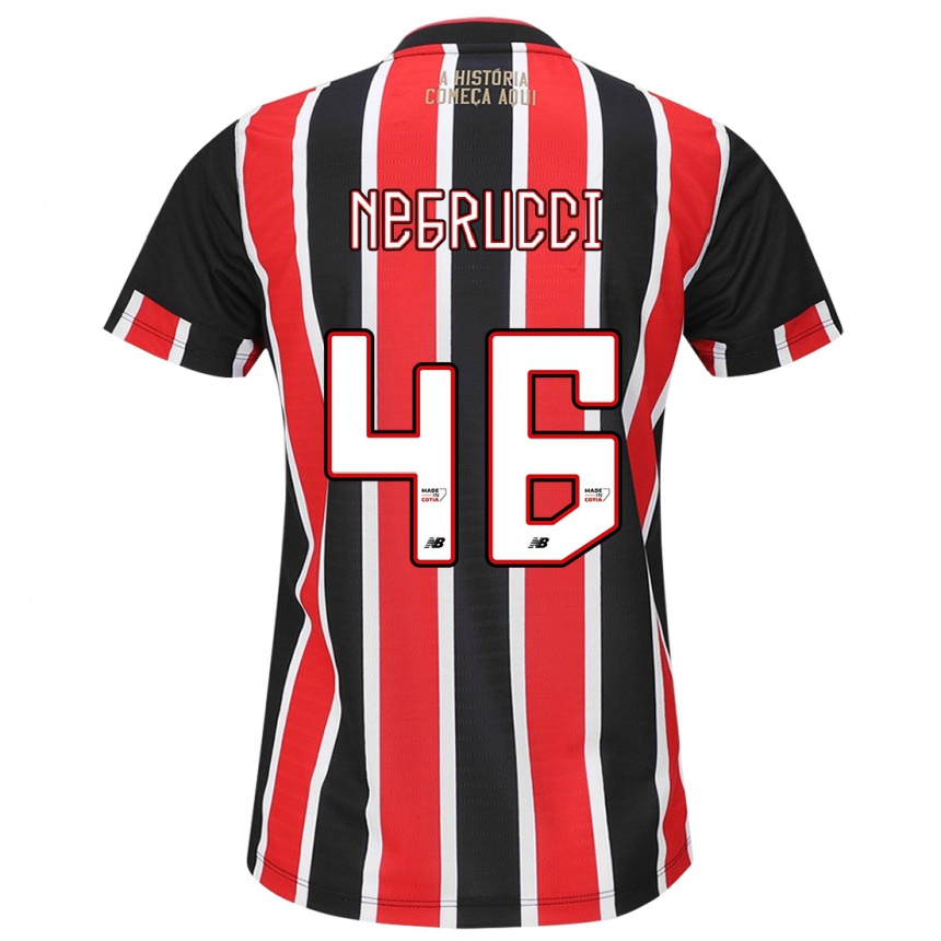 Niño Fútbol Camiseta Felipe Negrucci #46 Negro Rojo Blanco 2ª Equipación 2024/25 Perú