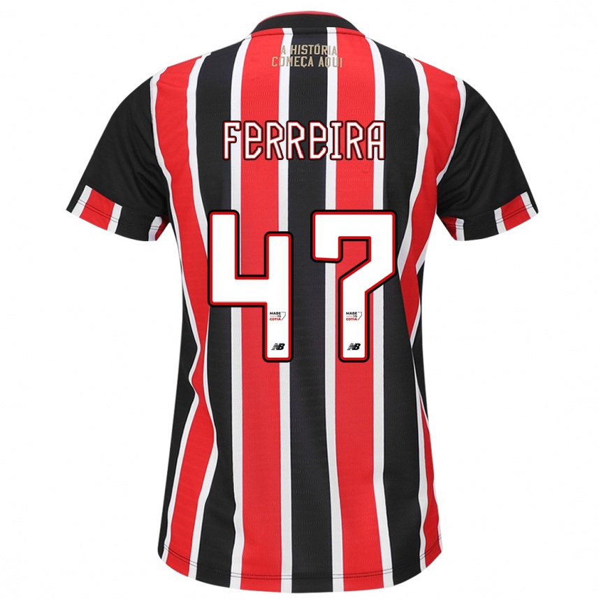 Niño Fútbol Camiseta Ferreira #47 Negro Rojo Blanco 2ª Equipación 2024/25 Perú