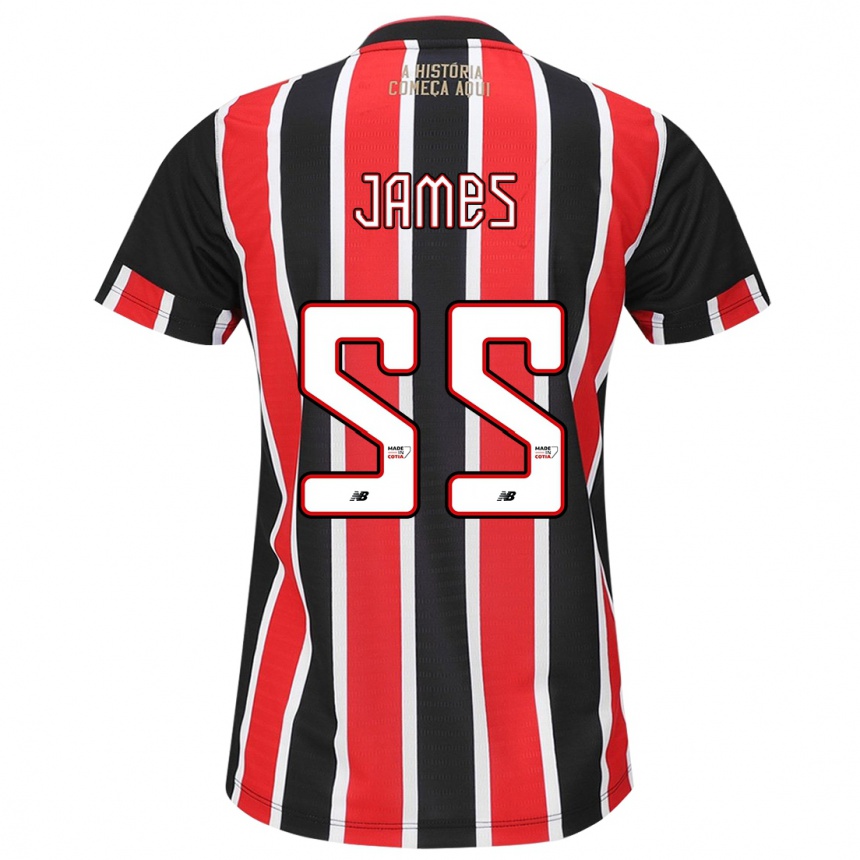 Niño Fútbol Camiseta James Rodríguez #55 Negro Rojo Blanco 2ª Equipación 2024/25 Perú