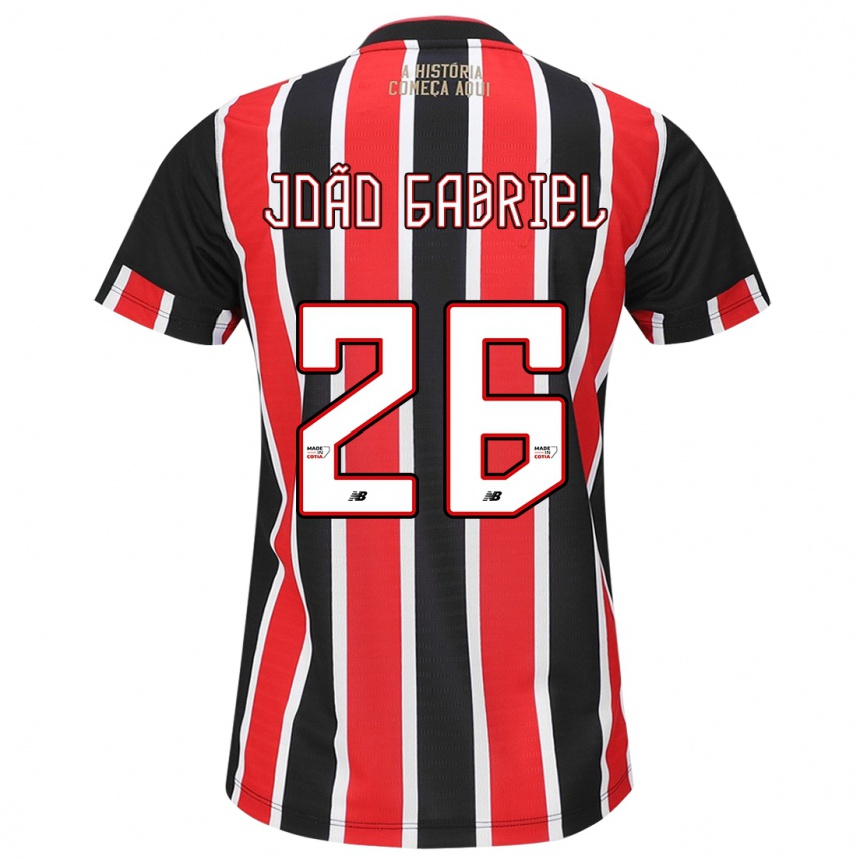 Niño Fútbol Camiseta João Gabriel #26 Negro Rojo Blanco 2ª Equipación 2024/25 Perú