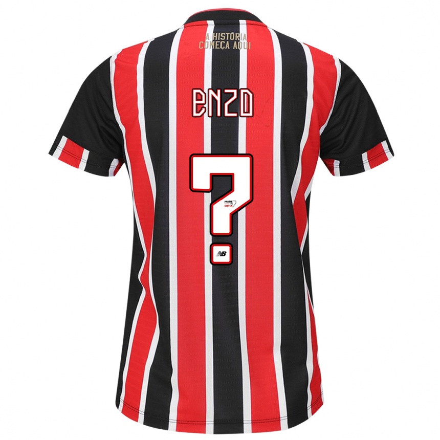 Niño Fútbol Camiseta Enzo Thomaz #0 Negro Rojo Blanco 2ª Equipación 2024/25 Perú