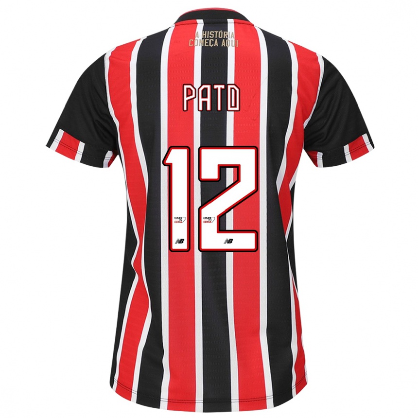 Niño Fútbol Camiseta Alexandre Pato #12 Negro Rojo Blanco 2ª Equipación 2024/25 Perú