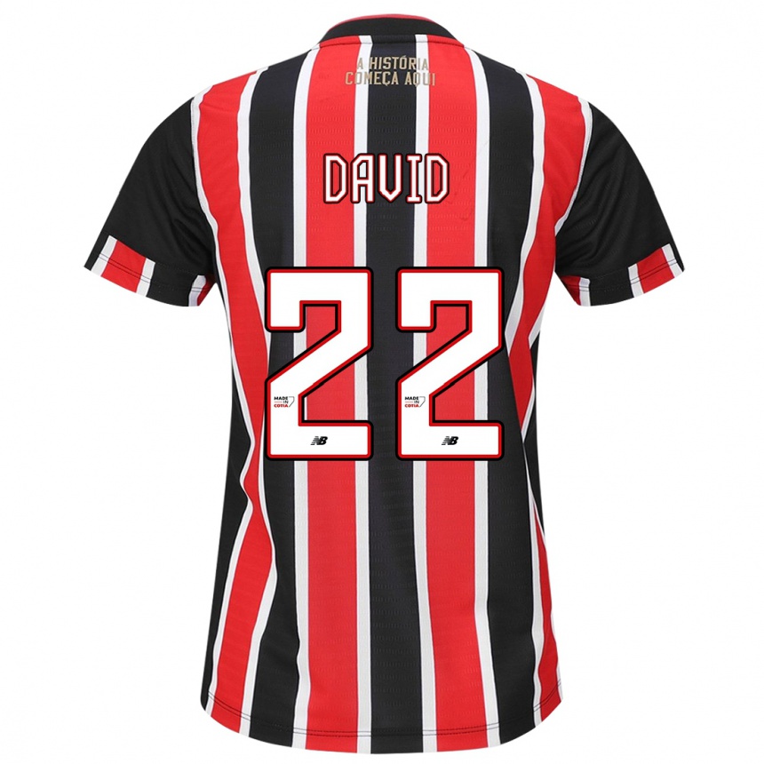 Niño Fútbol Camiseta David #22 Negro Rojo Blanco 2ª Equipación 2024/25 Perú