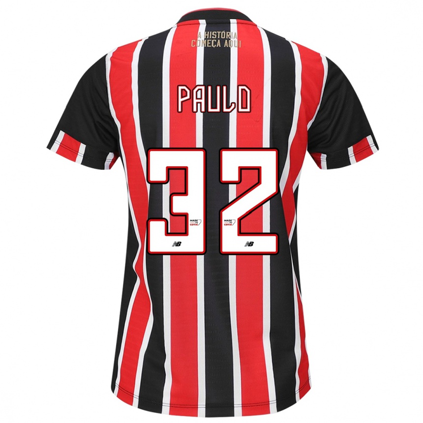 Niño Fútbol Camiseta Marcos Paulo #32 Negro Rojo Blanco 2ª Equipación 2024/25 Perú