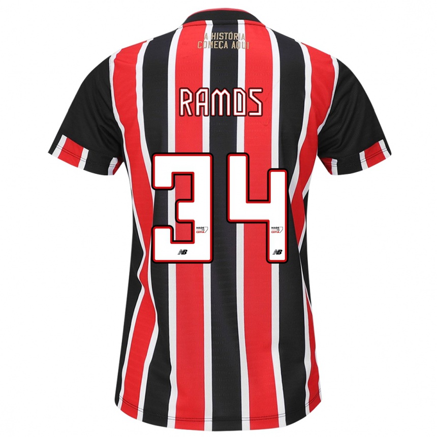 Niño Fútbol Camiseta Raí Ramos #34 Negro Rojo Blanco 2ª Equipación 2024/25 Perú