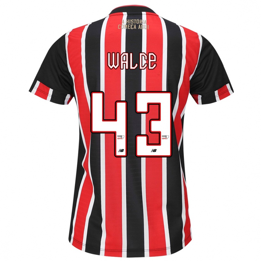 Niño Fútbol Camiseta Walce #43 Negro Rojo Blanco 2ª Equipación 2024/25 Perú