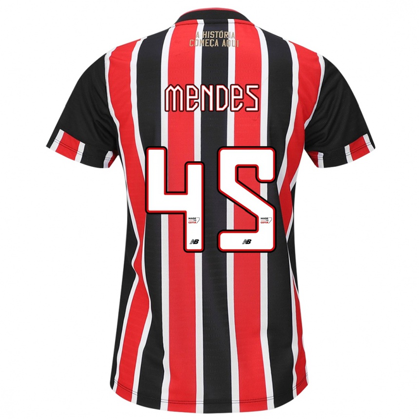 Niño Fútbol Camiseta Nathan Mendes #45 Negro Rojo Blanco 2ª Equipación 2024/25 Perú