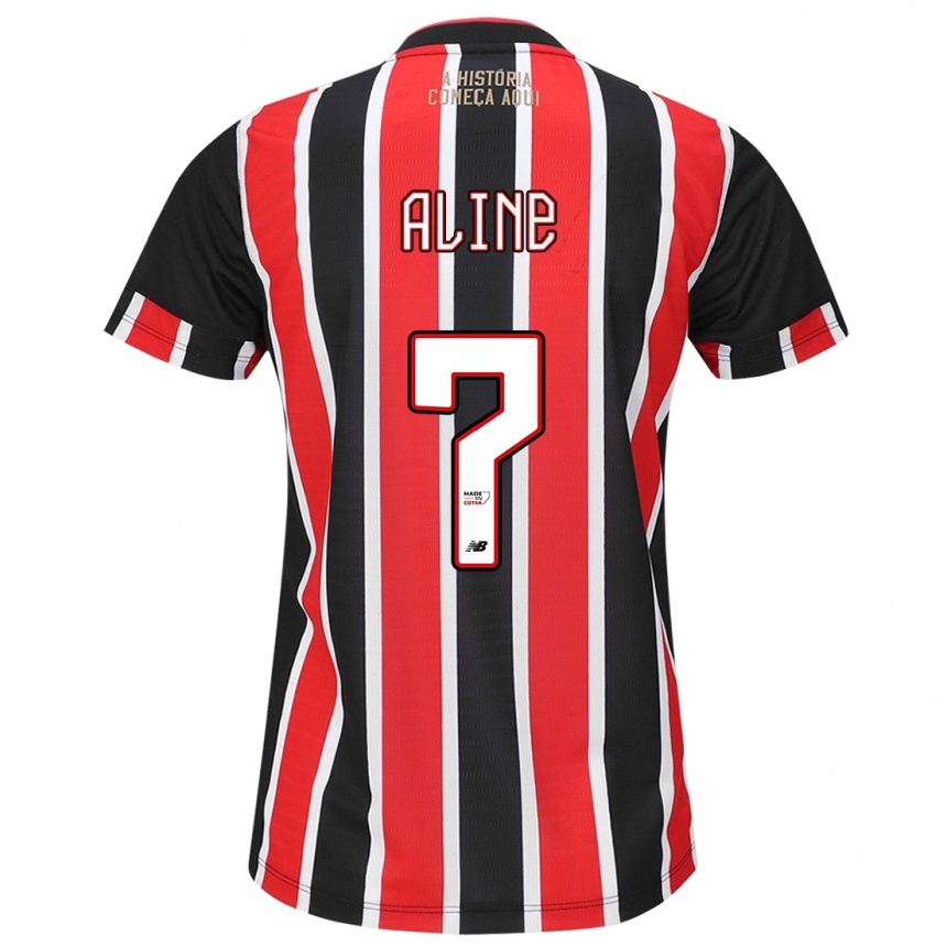 Niño Fútbol Camiseta Aline #7 Negro Rojo Blanco 2ª Equipación 2024/25 Perú