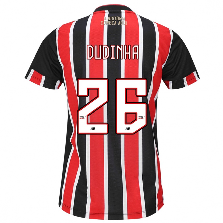 Niño Fútbol Camiseta Dudinha #26 Negro Rojo Blanco 2ª Equipación 2024/25 Perú