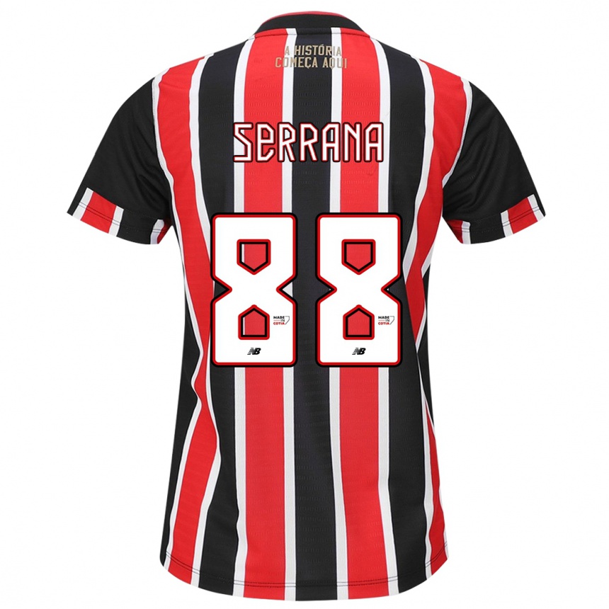 Niño Fútbol Camiseta Serrana #88 Negro Rojo Blanco 2ª Equipación 2024/25 Perú