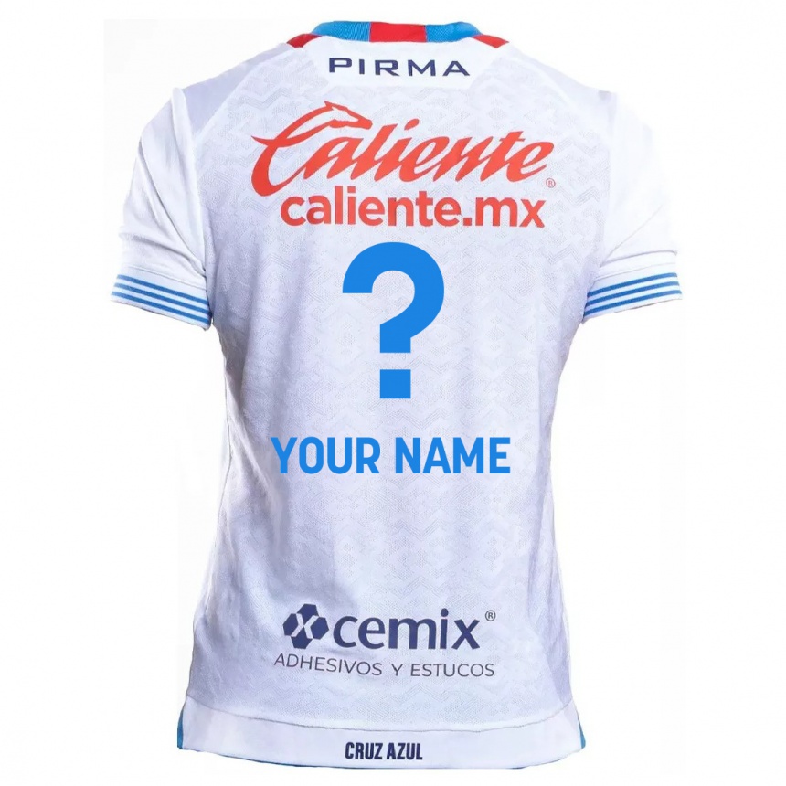 Niño Fútbol Camiseta Su Nombre #0 Blanco Azul 2ª Equipación 2024/25 Perú