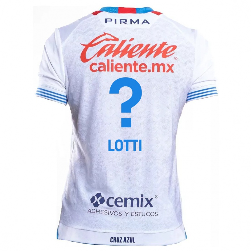 Niño Fútbol Camiseta Augusto Lotti #0 Blanco Azul 2ª Equipación 2024/25 Perú