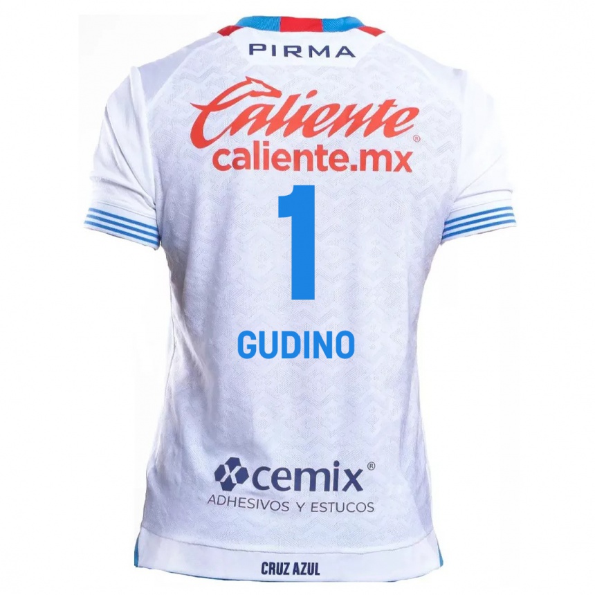 Niño Fútbol Camiseta Andrés Gudiño #1 Blanco Azul 2ª Equipación 2024/25 Perú