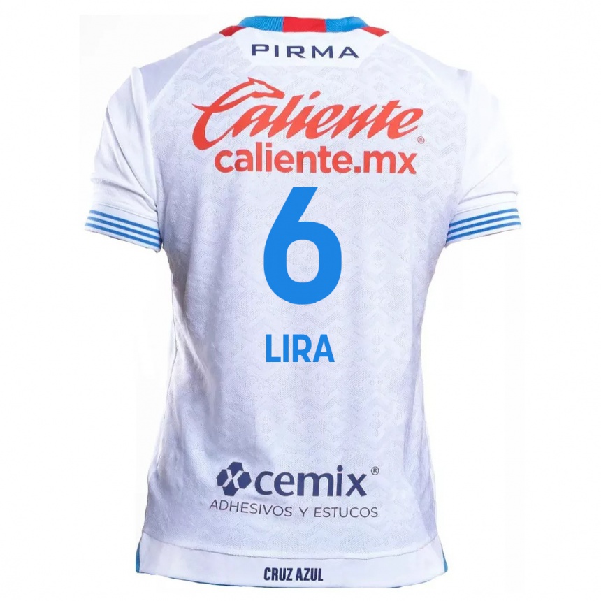 Niño Fútbol Camiseta Érik Lira #6 Blanco Azul 2ª Equipación 2024/25 Perú