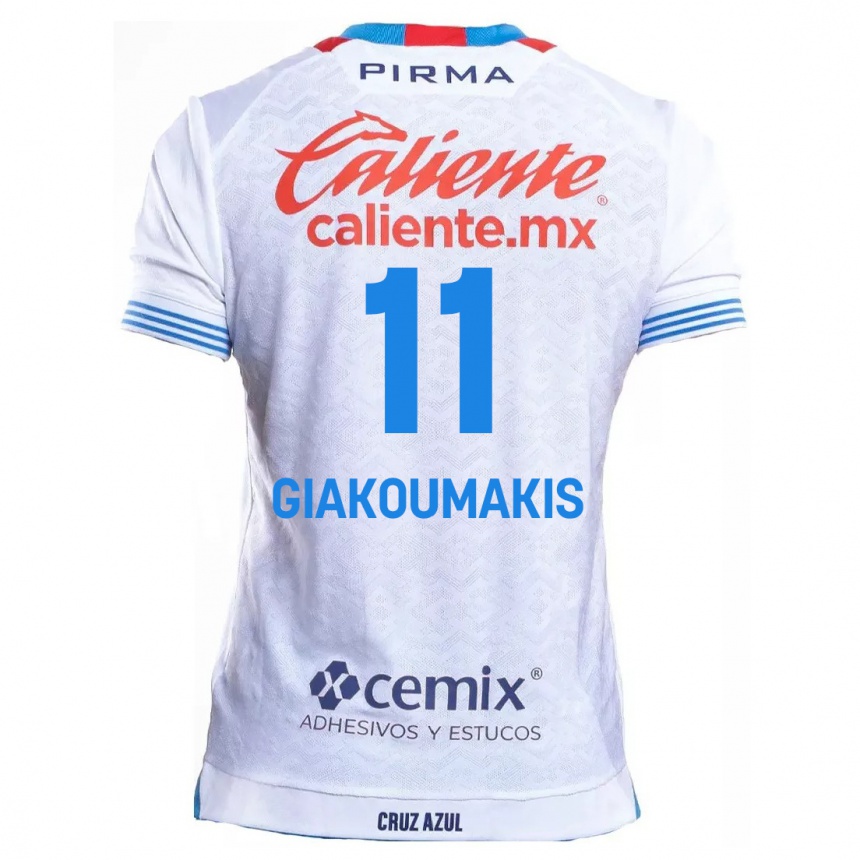 Niño Fútbol Camiseta Georgios Giakoumakis #11 Blanco Azul 2ª Equipación 2024/25 Perú