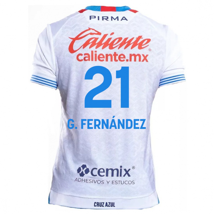 Niño Fútbol Camiseta Gabriel Fernández #21 Blanco Azul 2ª Equipación 2024/25 Perú