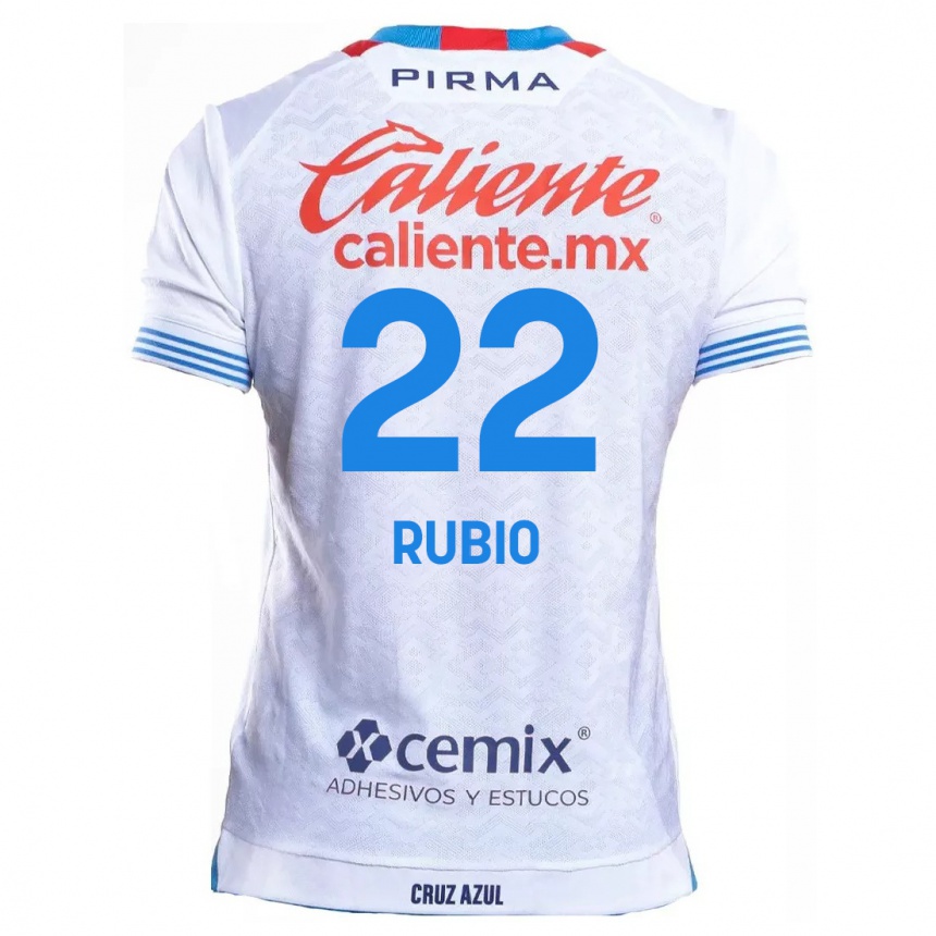 Niño Fútbol Camiseta Raymundo Rubio #22 Blanco Azul 2ª Equipación 2024/25 Perú