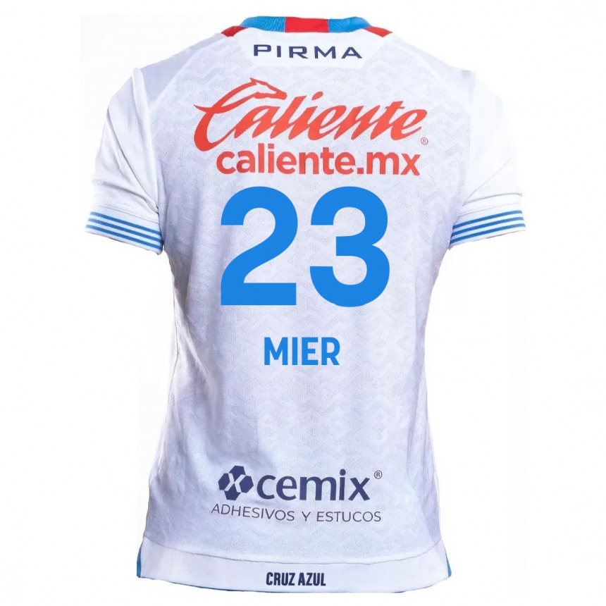 Niño Fútbol Camiseta Kevin Mier #23 Blanco Azul 2ª Equipación 2024/25 Perú