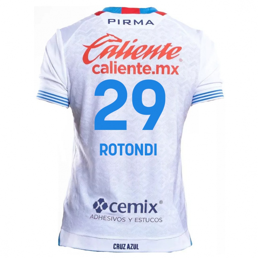 Niño Fútbol Camiseta Carlos Rotondi #29 Blanco Azul 2ª Equipación 2024/25 Perú