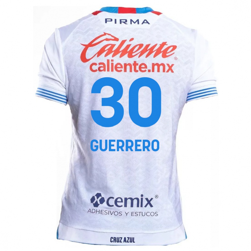 Niño Fútbol Camiseta Rafael Guerrero #30 Blanco Azul 2ª Equipación 2024/25 Perú